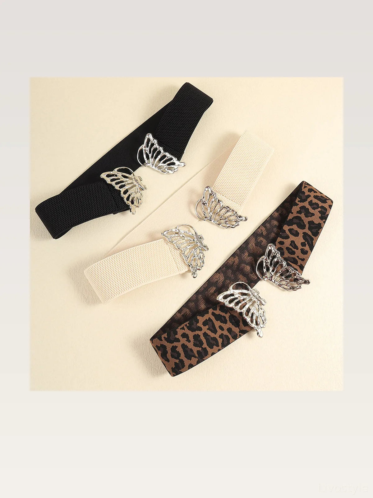 Butterfly Alloy Buckle Elastic Belt — styled showcase — Livostyle