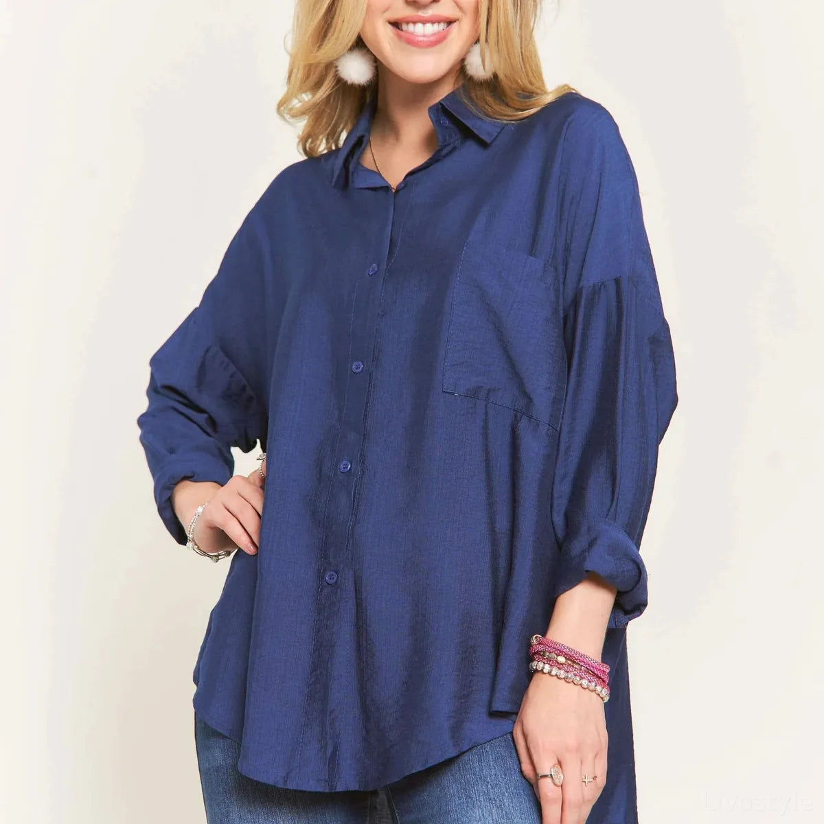 Versatile Button-Down Linen Shirt for Chic & Casual Looks — square view — Livostyle