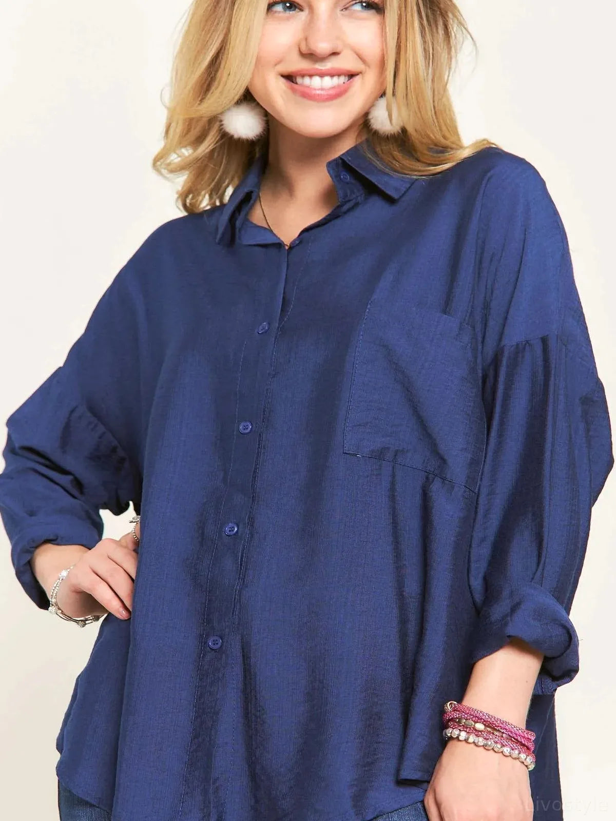Versatile Button-Down Linen Shirt for Chic & Casual Looks — detail view — Livostyle