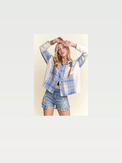 Plaid Hoodie-Shirt Hybrid with Button-Down Design — styled showcase — Livostyle