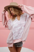 Stylish Camo Color Block Top in French Terry Knit — Livostyle