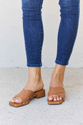 Step Into Summer Criss Cross Wooden Clog Mule in Brown — Livostyle