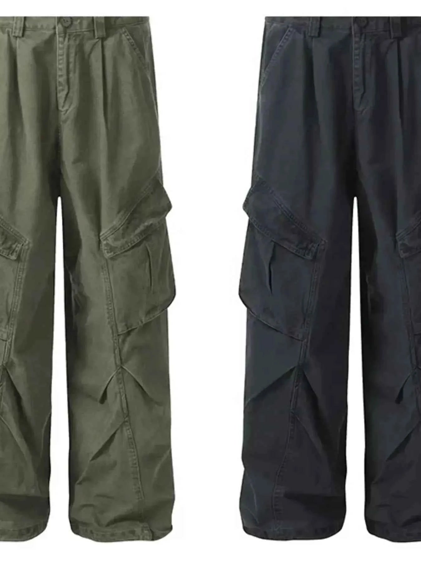 Men's Wide Leg Cargo Pants with Multi Pockets