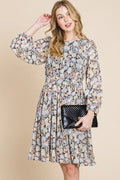 Floral Chiffon Belted Dress with Chic Back Zipper Detail — Livostyle