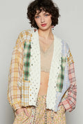 Raw Edge Plaid Open Front Cardigan — Livostyle