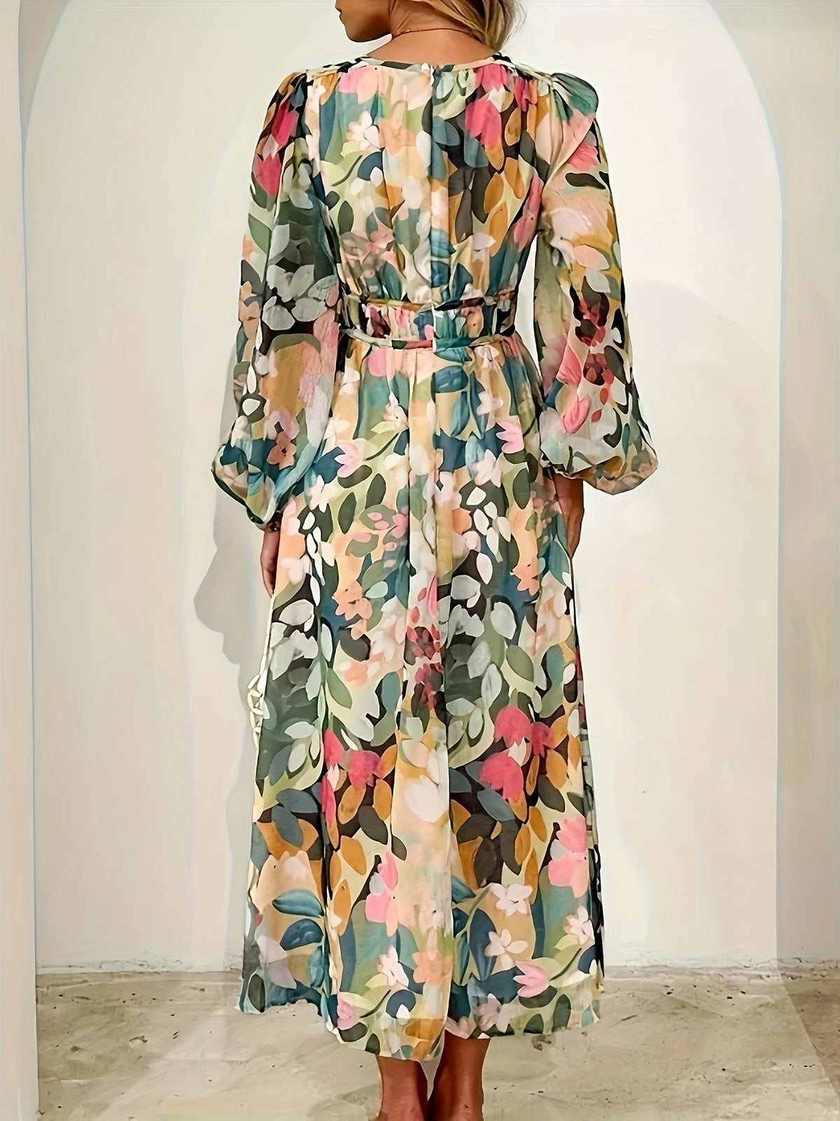 Floral Print Long Sleeve Midi Dress – photo 4
