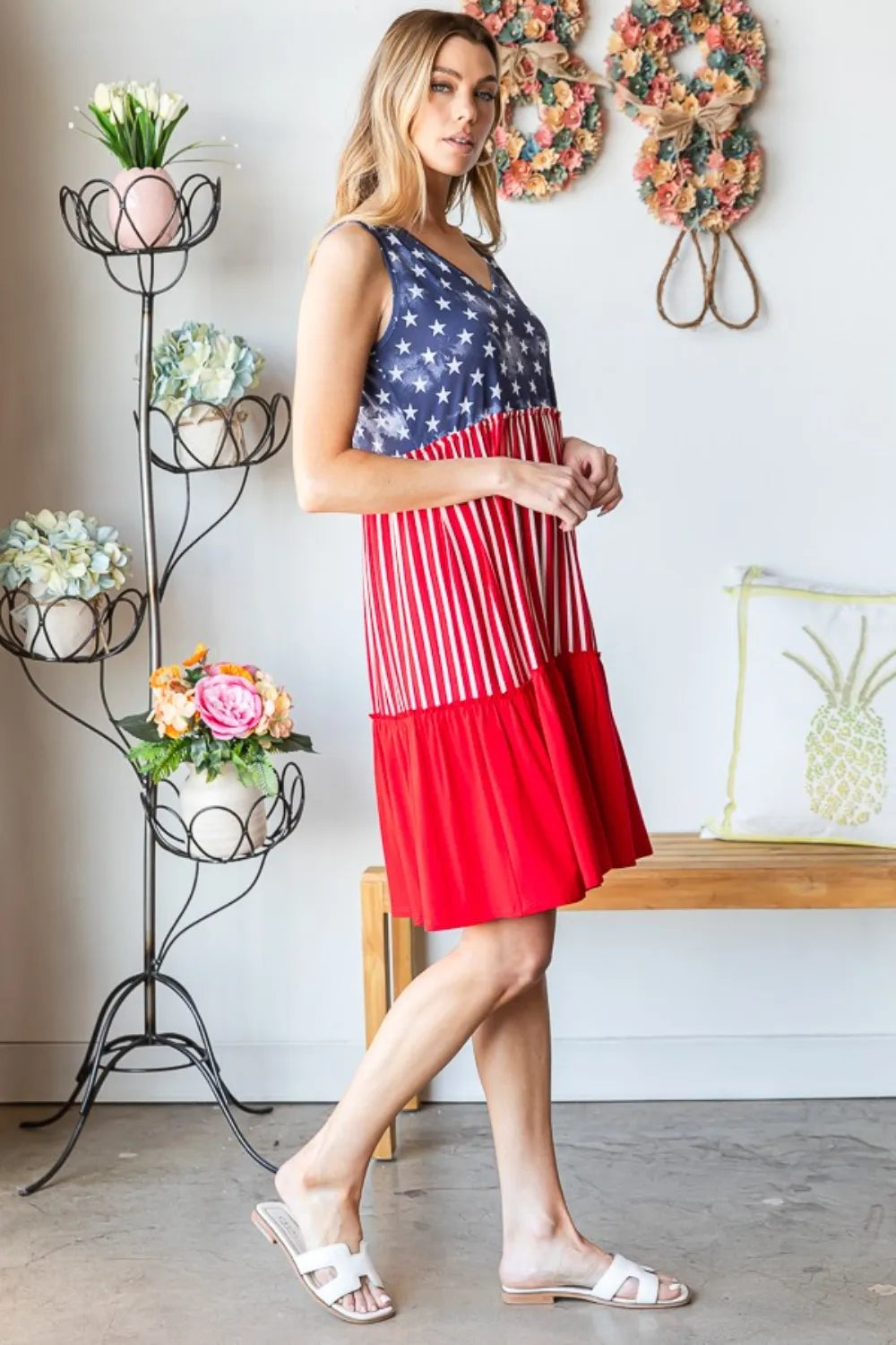 US Flag Theme Contrast Tank Dress – photo 2