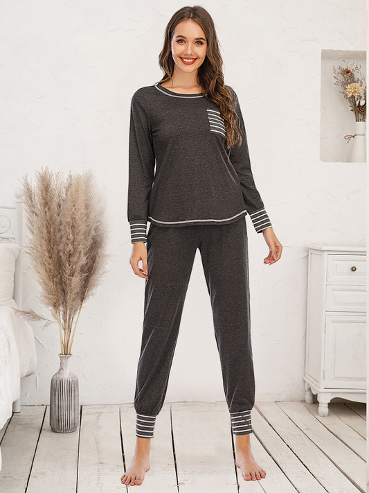 Round Neck Top and Pants Lounge Set — Livostyle