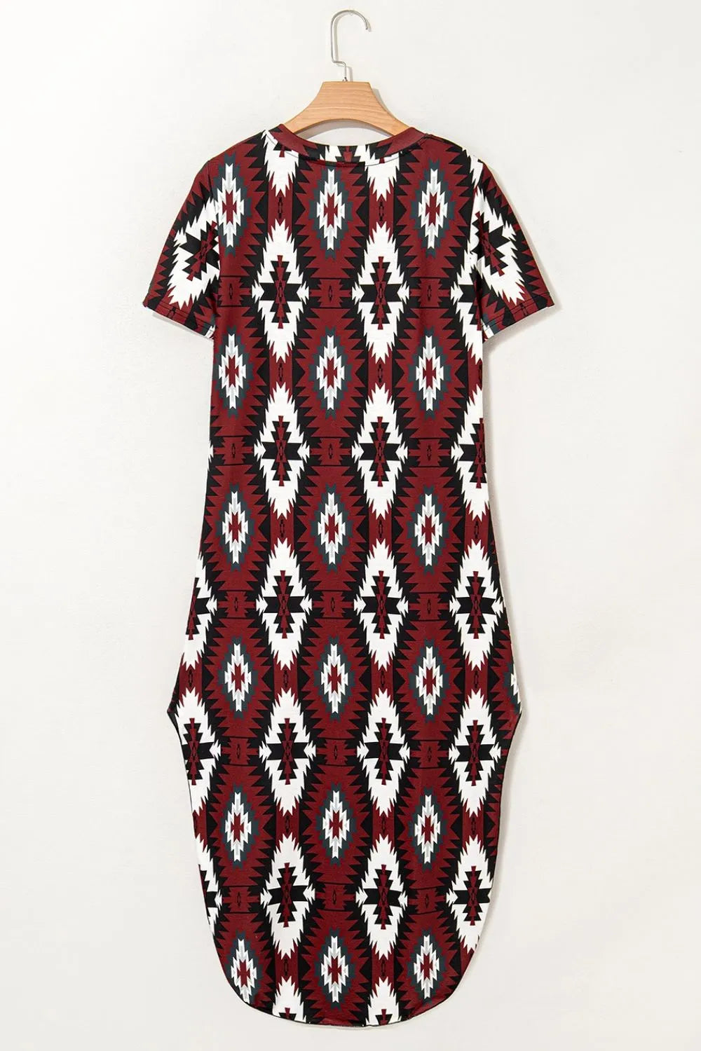 Aztec Print V-Neck Midi Dress with Split Hem – photo 17