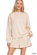 Scuba Long Sleeve Sweatshirt and Shorts Set in H BEIGE