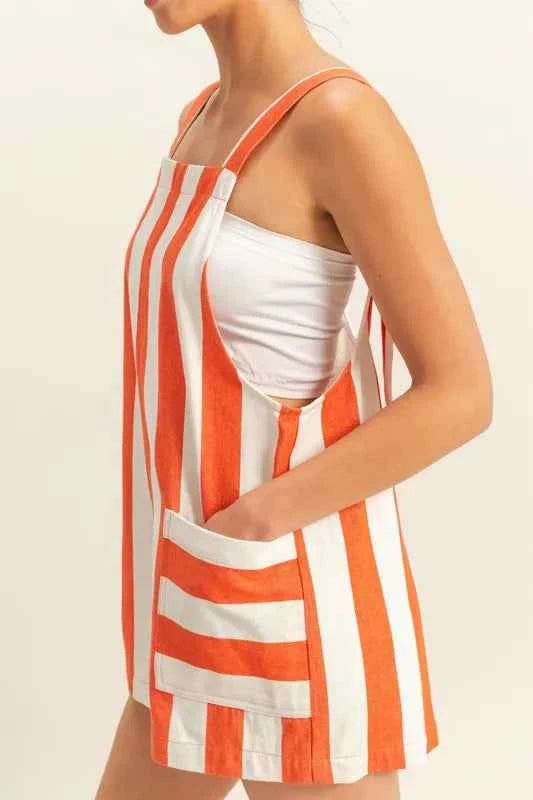 HYFVE Striped Sleeveless Overall Romper