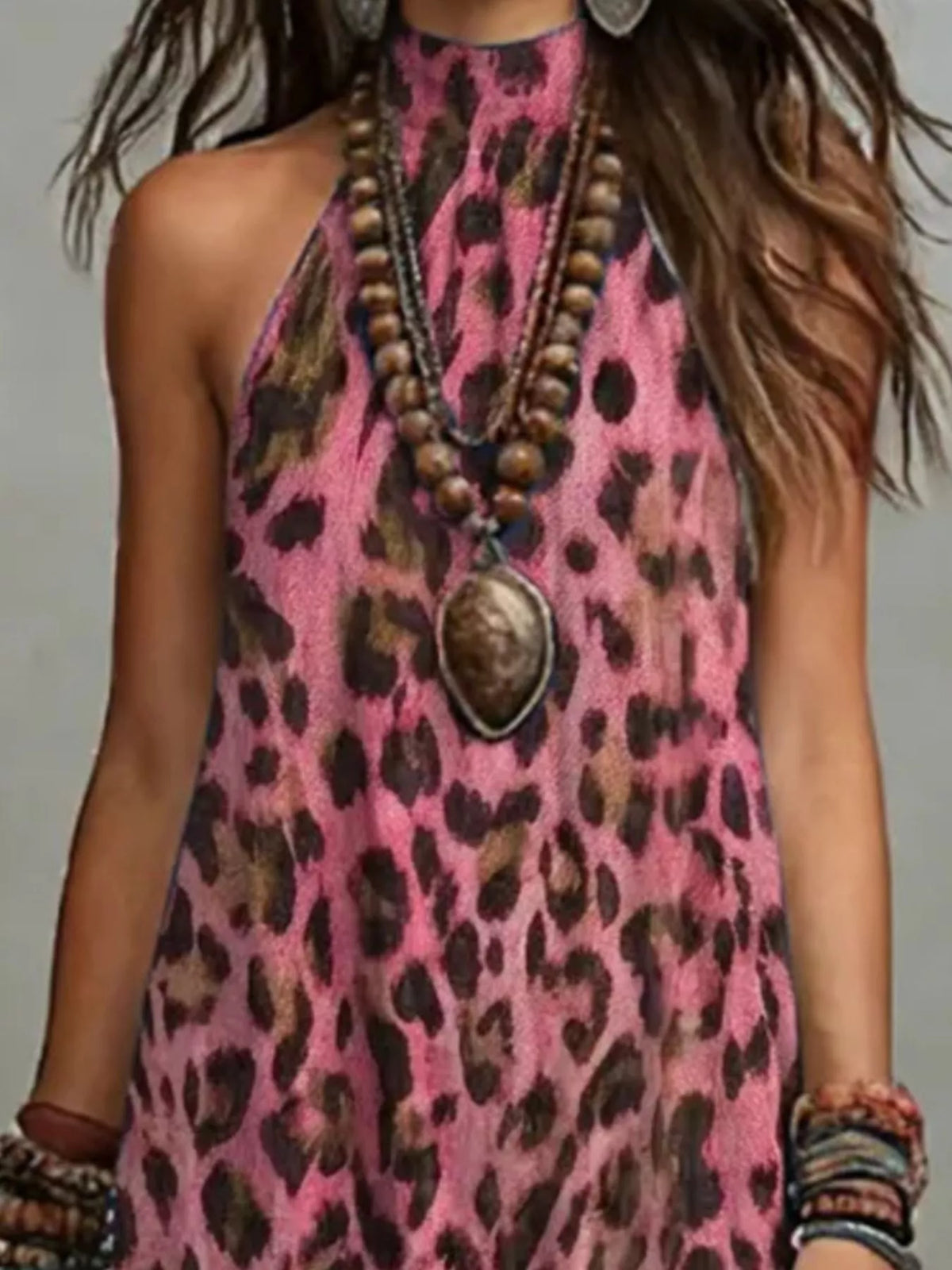 Leopard Print Sleeveless Maxi Dress with Side Slit – photo 3