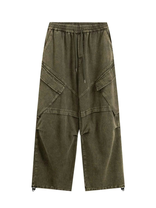 Men's Wide Leg Pants with Drawstring Waist