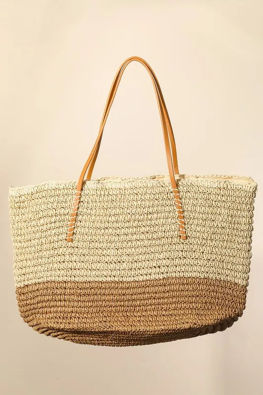 Straw Braided Beach Tote Bag in Brown — Livostyle