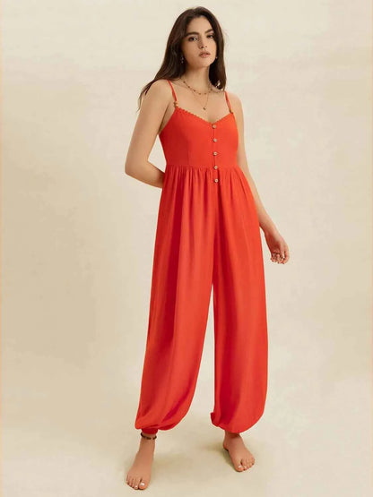V-Neck Spaghetti Strap Jumpsuit — Livostyle
