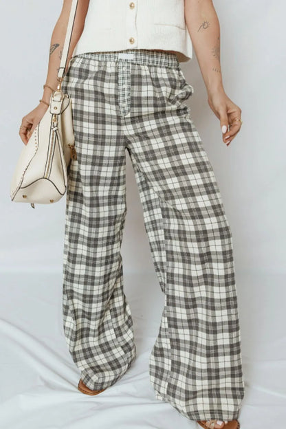 Plaid Wide Leg Pants — Livostyle