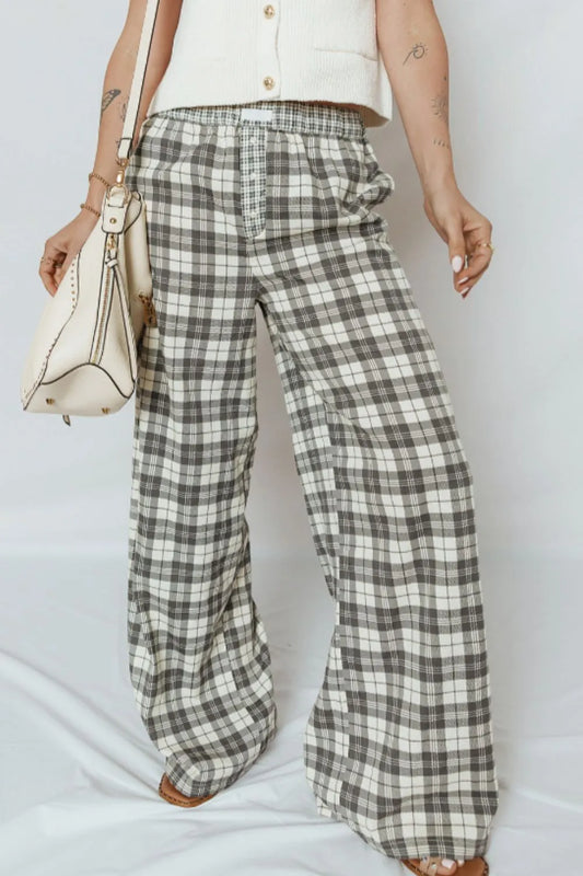 Plaid Wide Leg Pants — Livostyle