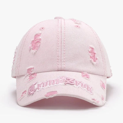 Distressed Letter Embroidered Baseball Cap — Livostyle