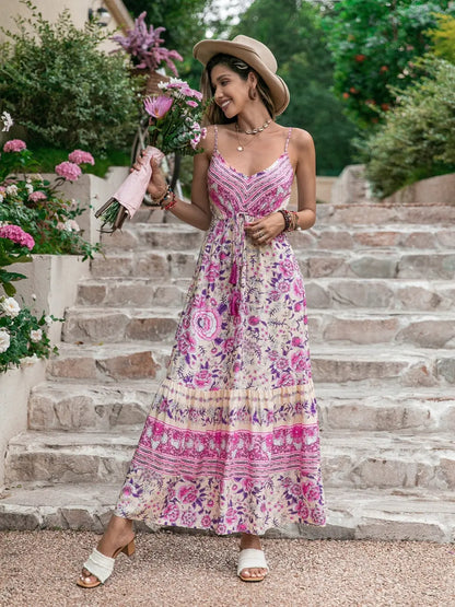 Printed Tassel V-Neck Maxi Dress – photo 2