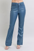 High Waist Tummy Control Faux Leather Bootcut Pants — Livostyle