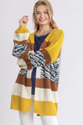 Color-block open-front longline cardigan — Livostyle