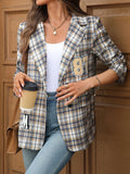 Number 87 Plaid Long Sleeve Blazer — Livostyle