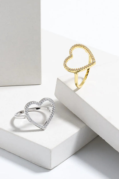 925 Sterling Silver Inlaid Zircon Heart Ring — Livostyle
