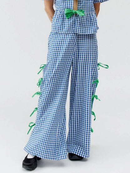 Side Tied Plaid Pants — Livostyle