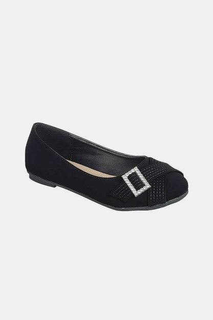 Glamorous Rhinestone Buckle Ballet Flats for All Occasions — Livostyle