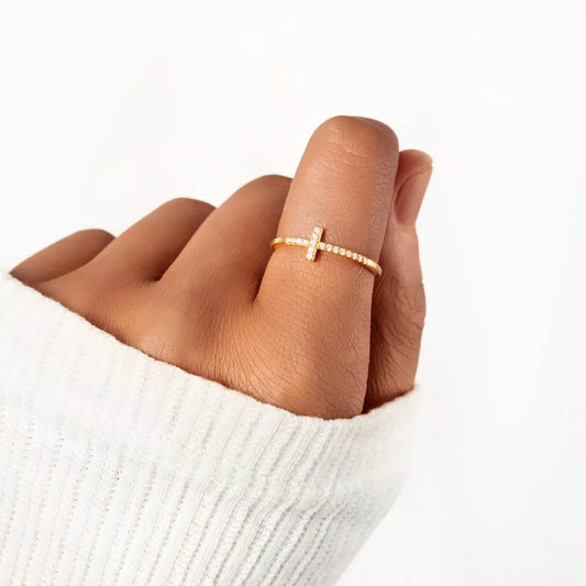 925 Sterling Silver Cross Ring — Dainty Everyday Gold — Livostyle