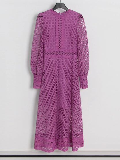 Lace Cutout Long Sleeve Midi Dress – photo 13