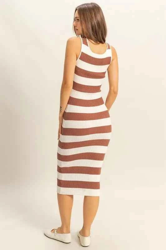 HYFVE Striped Scoop Neck Wide Strap Knit Dress
