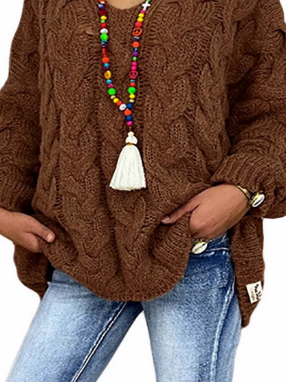 Cable-Knit Hooded Sweater — detail view — Livostyle