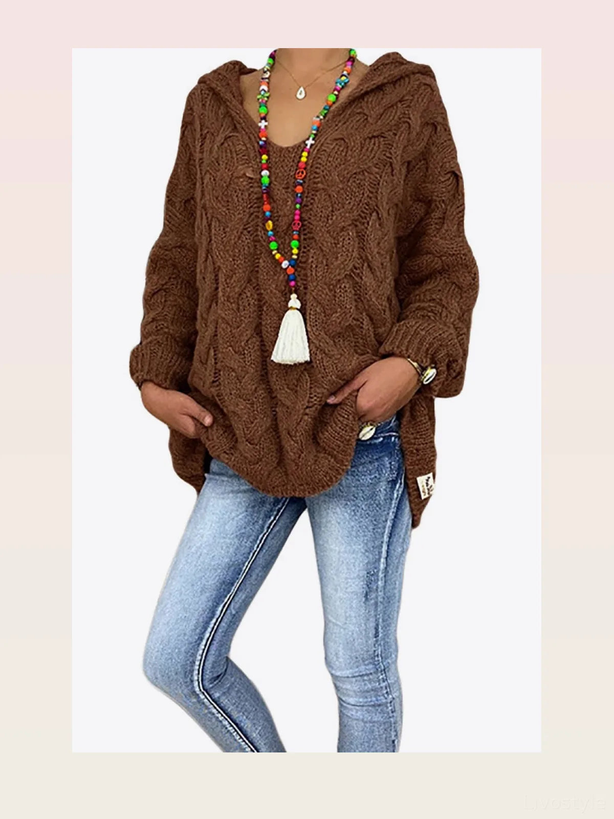 Cable-Knit Hooded Sweater — styled showcase — Livostyle