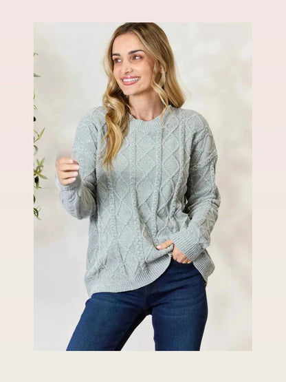 Cable Knit Round Neck Sweater — styled showcase — Livostyle