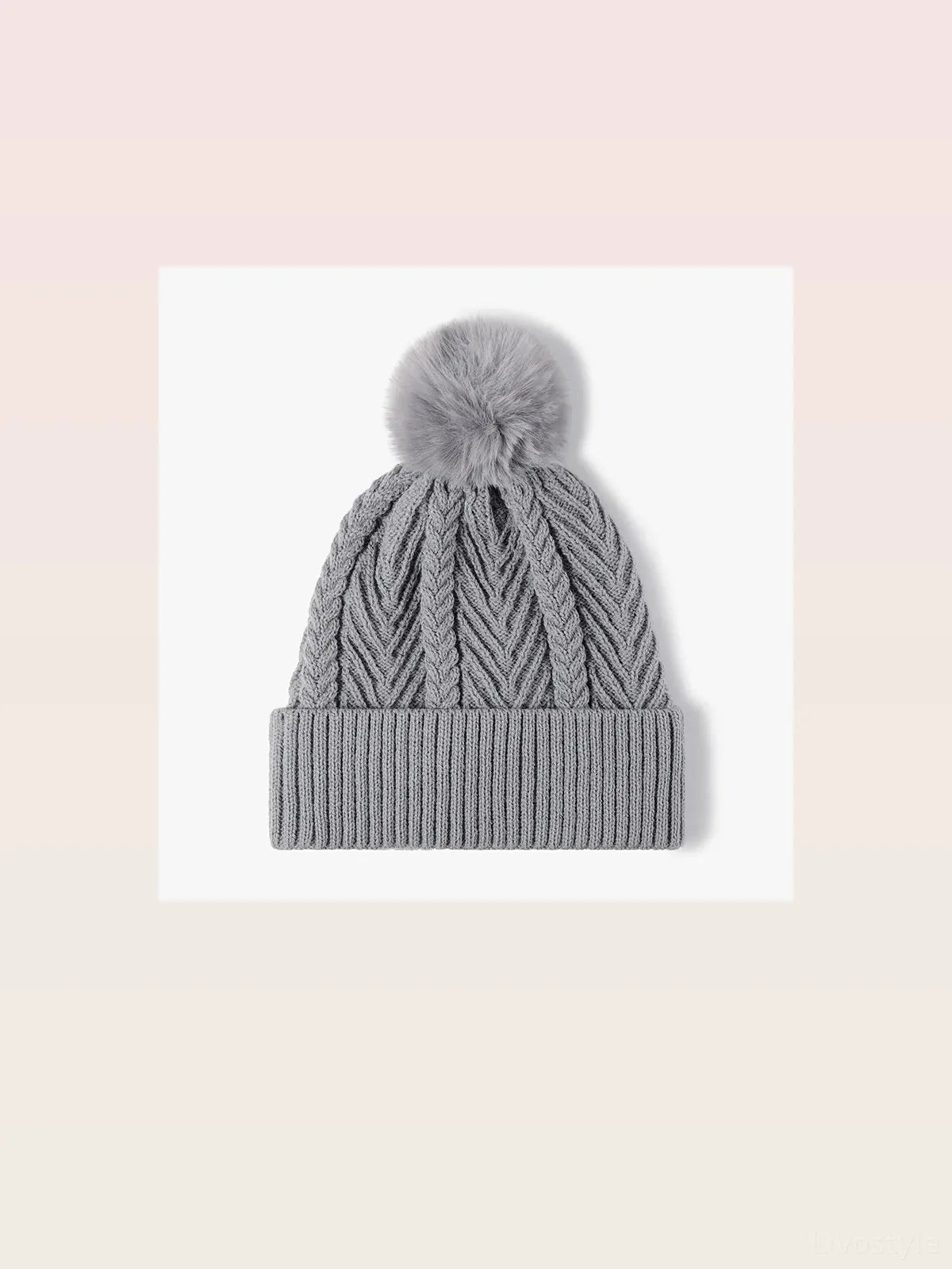 Cable Knit Solid Color Hat with Pompom — styled showcase — Livostyle