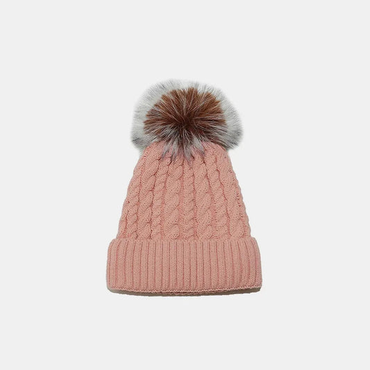 Cable Knit Winter Hat with Pompom — square view — Livostyle