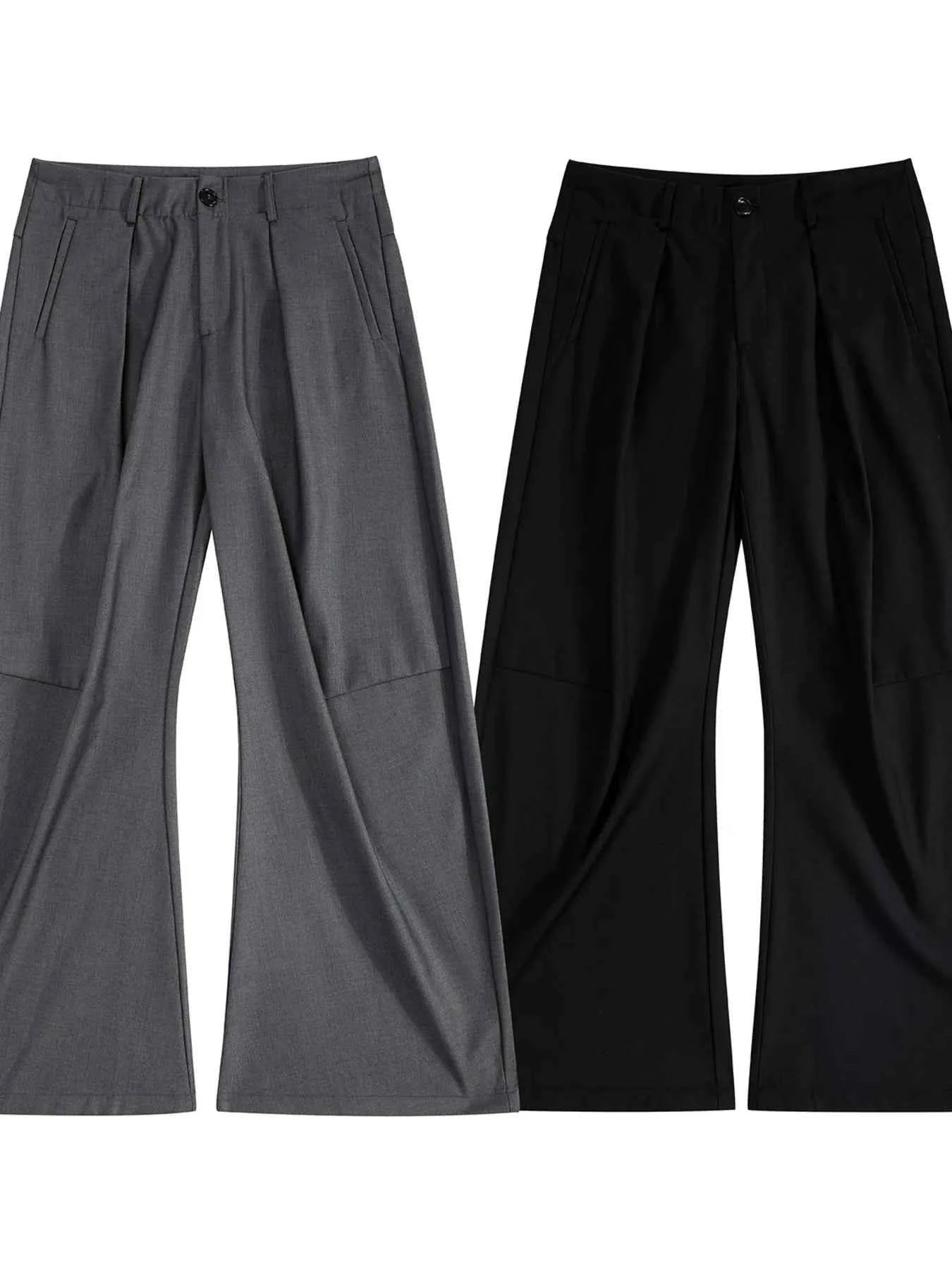 Men's High Waist Pleated Curved Pants