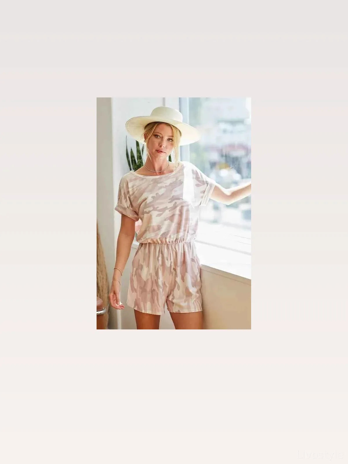 Camo Print French Terry Romper with Side Pockets — styled showcase — Livostyle