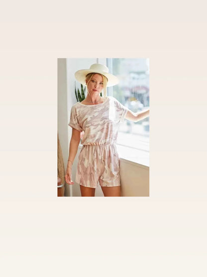 Camo Print French Terry Romper with Side Pockets — styled showcase — Livostyle