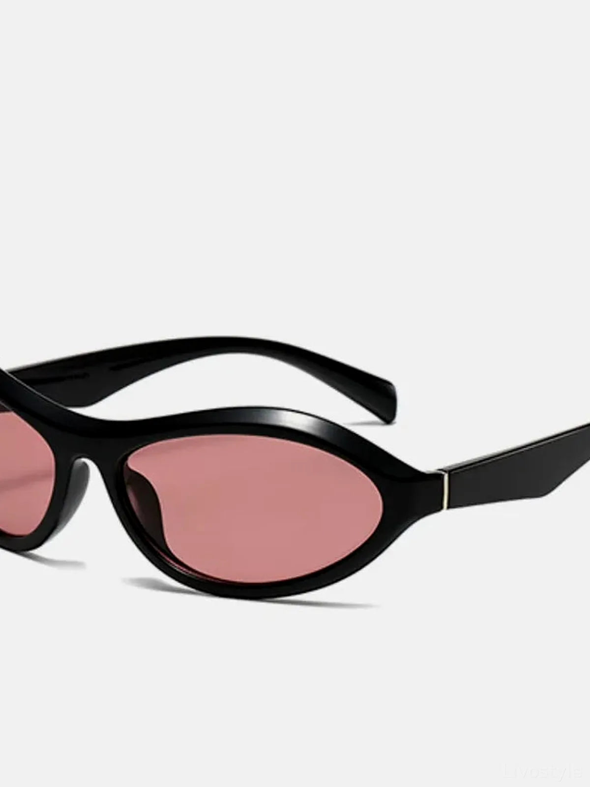 Retro Oval Pink Lens Cat Eye Polycarbonate Sunglasses — detail view — Livostyle