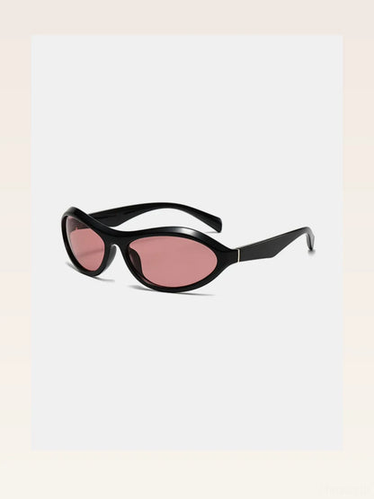 Retro Oval Pink Lens Cat Eye Polycarbonate Sunglasses — styled showcase — Livostyle