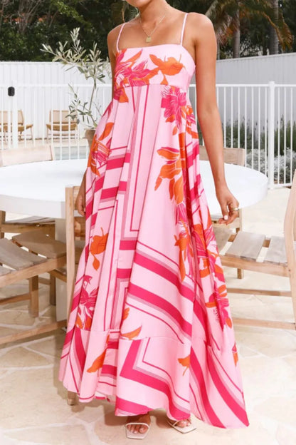 Printed Square Neck Cami Maxi Dress with Slit and Tie – photo 15