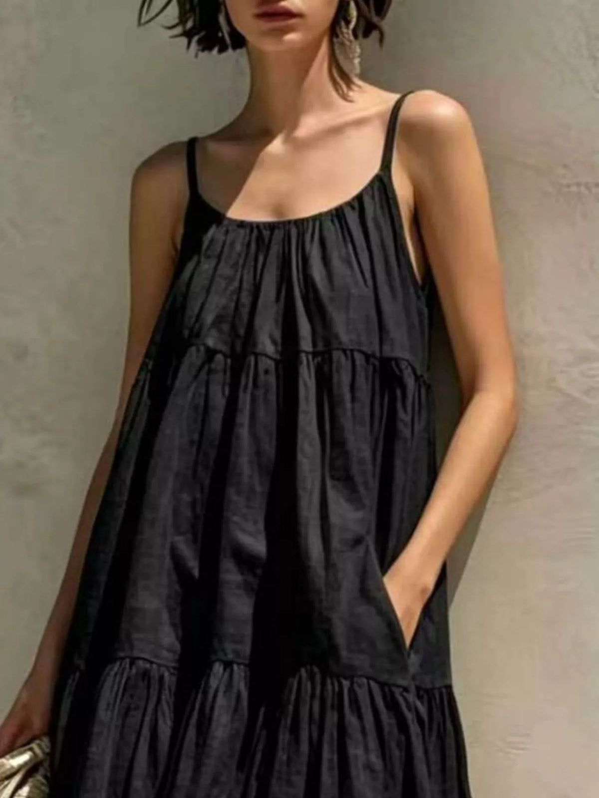 Tiered Scoop Neck Maxi Dress with Pockets – photo 7
