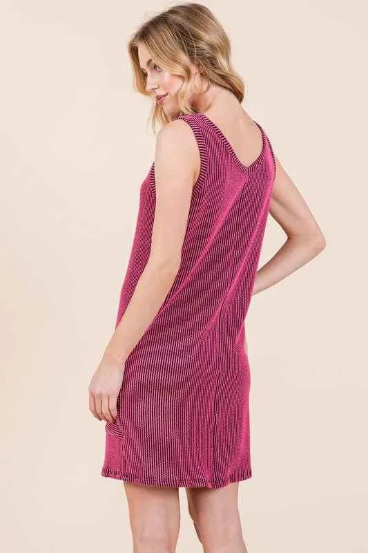 BOMBOM Rib Knit Tank Dress