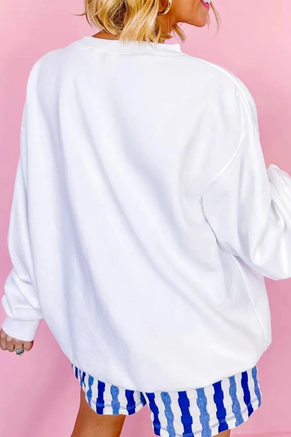 US Flag Round Neck Long Sleeve Sweatshirt detail — Livostyle