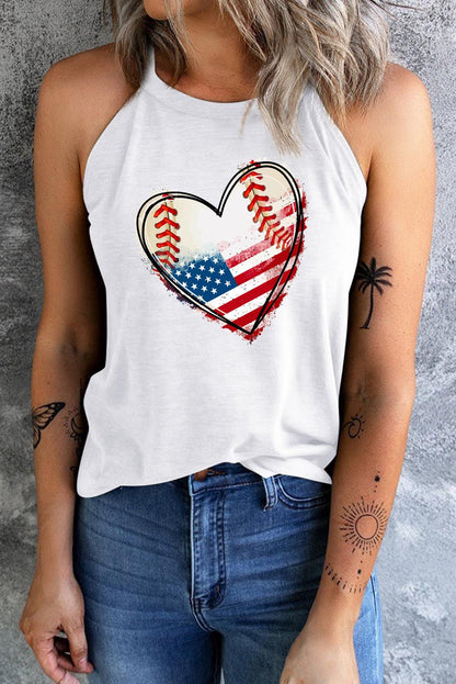 US Flag Heart Graphic Tank closeup — Livostyle