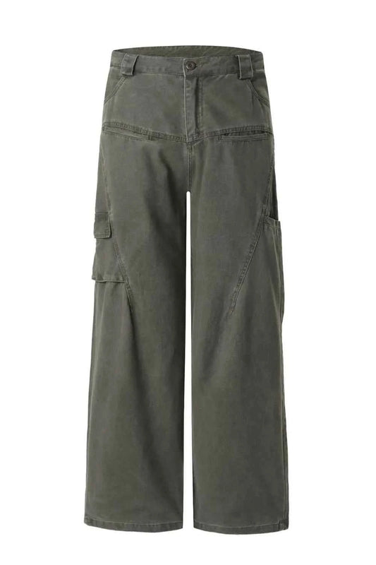 Men's Wide Leg Cargo Pants with Multiple Pockets