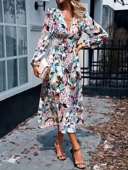 Floral Print Long Sleeve Midi Dress – photo 8