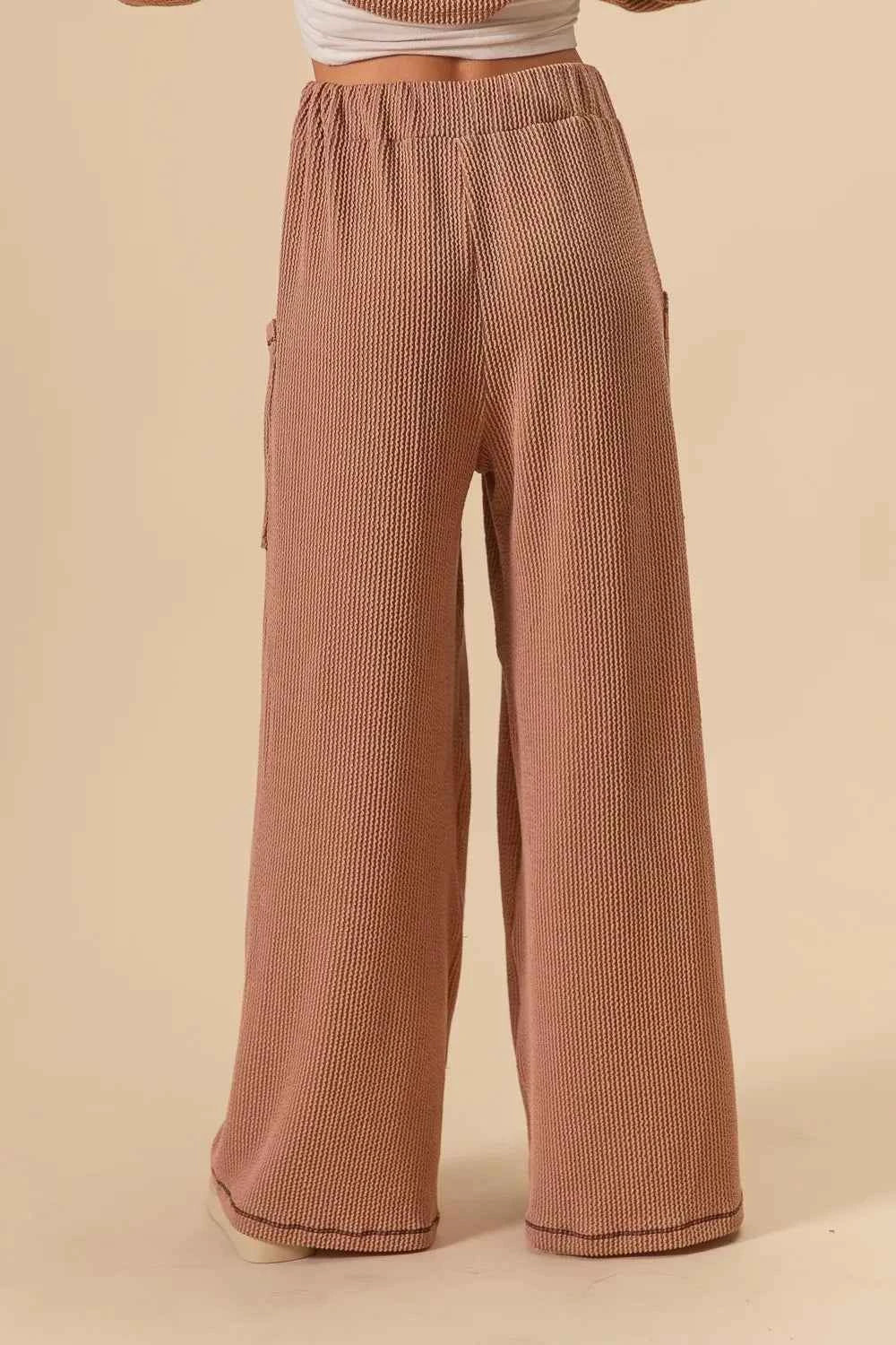 BiBi 2tone Cord Rib Waist Band Side Pocket Pants